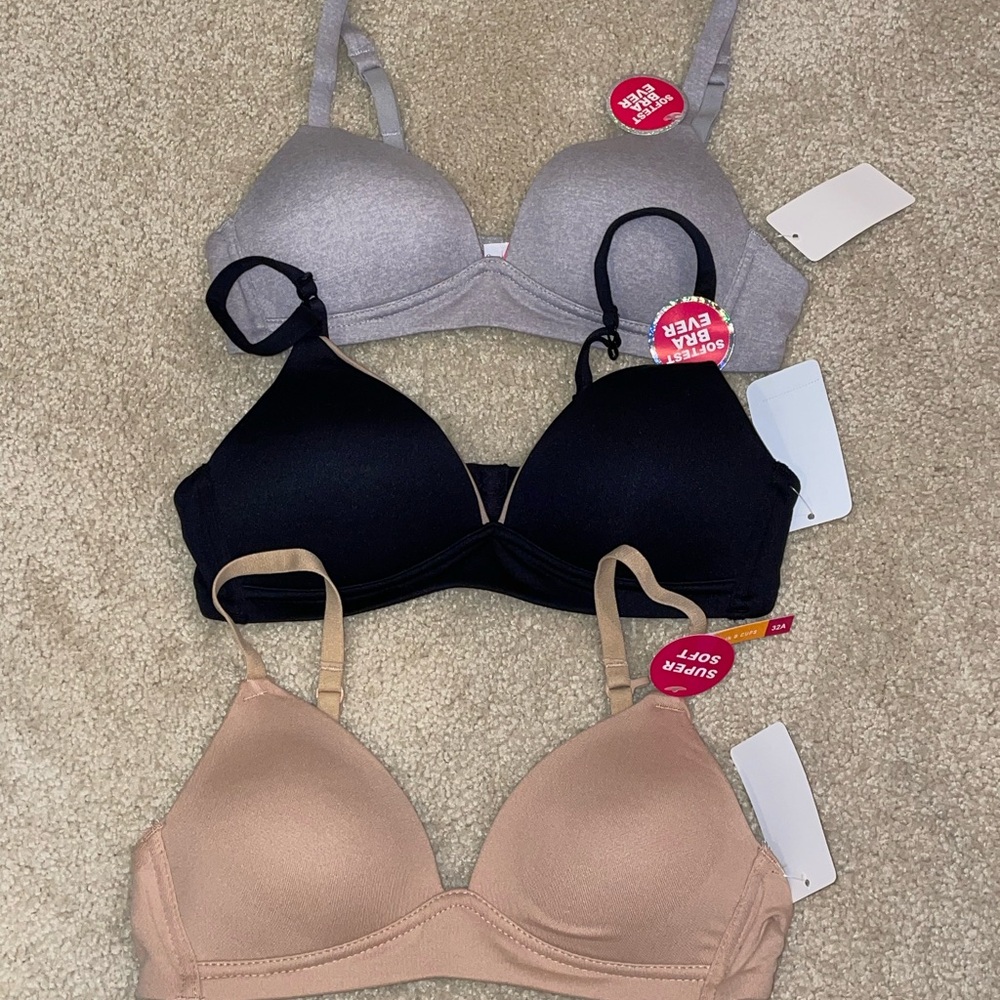Teen Bra Set - Black, Gray, and Tan Bras, NWT